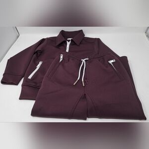 Burberry Kids Boys Track Suit Jacket & Pants 2 pc Maroon White Spellout Size 4Y